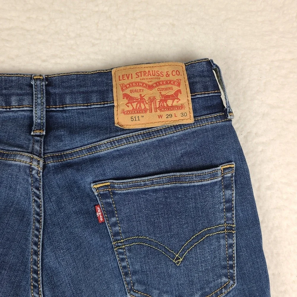 Levi's 511 Jeans Mens 29x30 Blue Slim Fit Waterless Dark Wash‎ Denim
